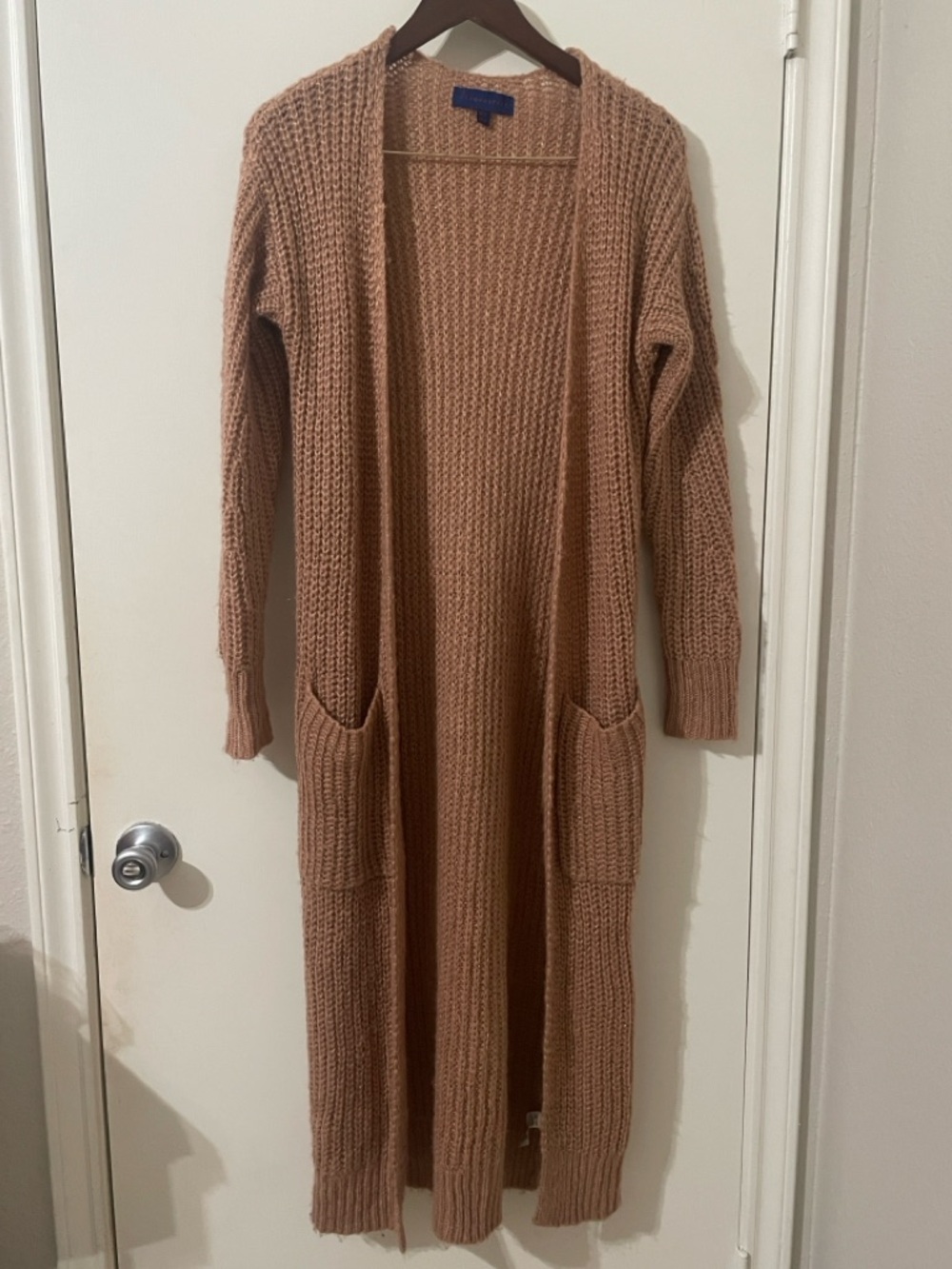 Aeropostale Rose Gold Metallic Knit Long Duster Cardigan XS/S
